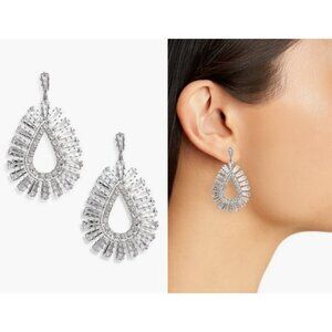 💕TASHA💕 Open Teardrop Drop Earrings ~ Silver Cubic Zirconia NWT